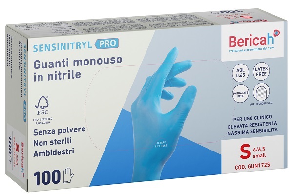 GUANTO MONOUSO SENSINITRYL PRO IN NITRILE SMALL 100 PEZZI - Farmacianuova.eu