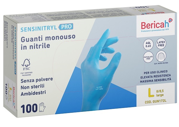 GUANTO MONOUSO SENSINITRYL PRO IN NITRILE LARGE 100 PEZZI - Farmacianuova.eu