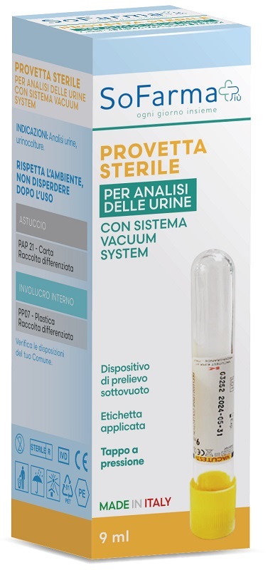 PROVETTA SOTTOVUOTO VACUTEST DA 9 ML SOFARMAPIU' - Farmacianuova.eu