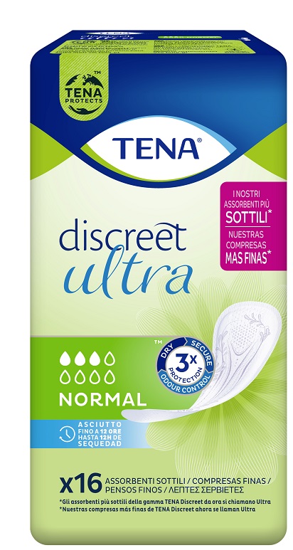 PANNOLONE SAGOMATO TENA DISCREET ULTRA NORMAL 16 PEZZI - Farmacianuova.eu