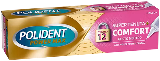 CREMA ADESIVA PROTESI DENTALI POLIDENT POWER MAX SUPER TENUTA+COMFORT 40 G - Farmacianuova.eu