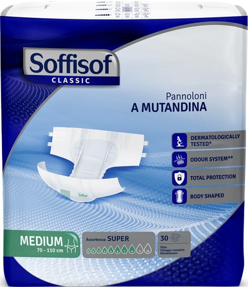 PANNOLONE MUTANDINA SOFFISOF CLASSIC SUPER M 30 PEZZI - Farmacianuova.eu