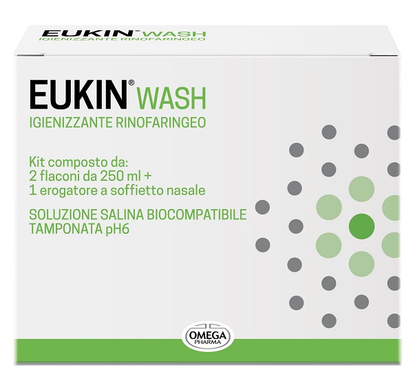 EUKIN WASH IGIENIZZANTE RINOFARINGEO KIT 2 FLACONI DA 250 ML + EROGATORE A SOFFIETTO NASALE - Farmacianuova.eu