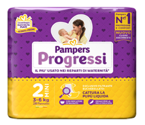 PAMPERS PROGRESSI MINI 28 PEZZI - Farmacianuova.eu