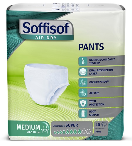 PANNOLONE SOFFISOF AIR DRY PANTS SUPER MEDIUM 10 PEZZI - Farmacianuova.eu