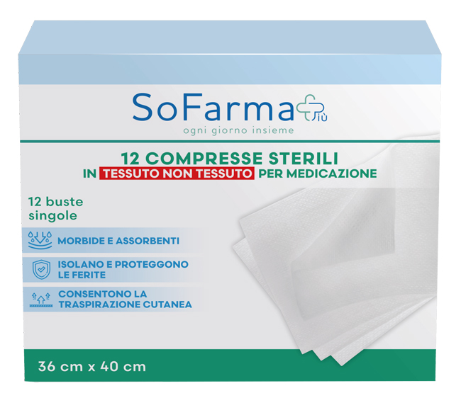 GARZA COMPRESSA IN TNT 36X40 CM 12 PEZZI SOFARMAPIU' - Farmacianuova.eu