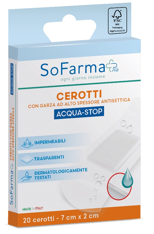CEROTTO ACQUASTOP 7X2 CM 20 PEZZI SOFARMAPIU' - Farmacianuova.eu