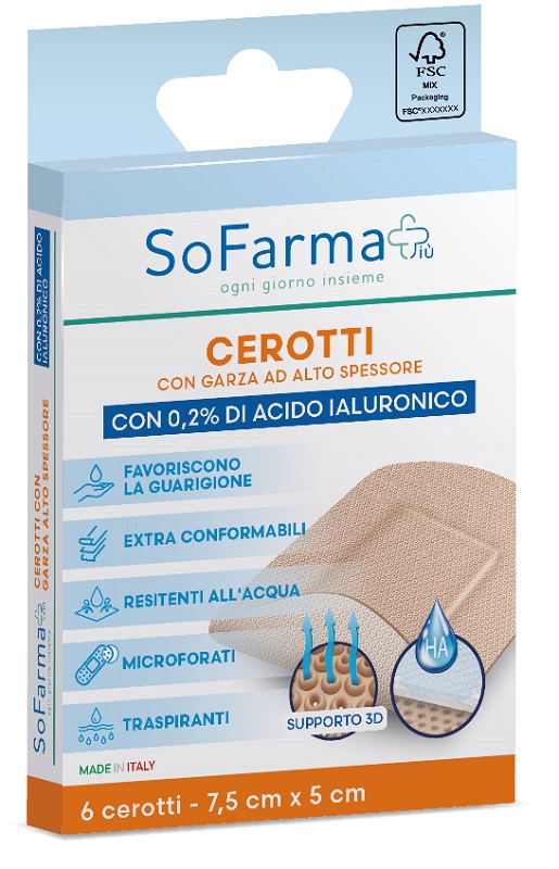 CEROTTO CICATRIZZANTE 7,5X5 CM 6 PEZZI SOFARMAPIU' - Farmacianuova.eu