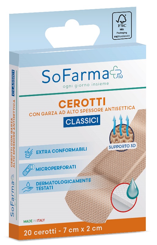 CEROTTO CLASSICO 7X2 CM 20 PEZZI SOFARMAPIU' - Farmacianuova.eu