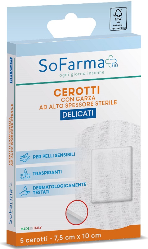 CEROTTO DELICATO 7,5X10 CM 5 PEZZI SOFARMAPIU' - Farmacianuova.eu