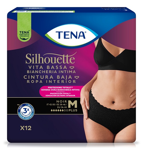 PANNOLONE A MUTANDINA ASSORBENTE TENA SILHOUETTE NOIR M VITA BASSA 12 PEZZI - Farmacianuova.eu