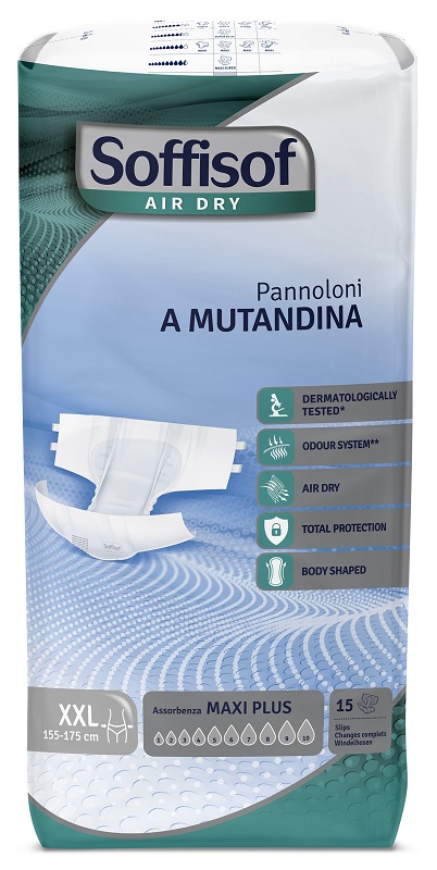 PANNOLINO MUTANDINA AIR DRY SOFFISOF MAXI PLUS XXL 15 PEZZI - Farmacianuova.eu