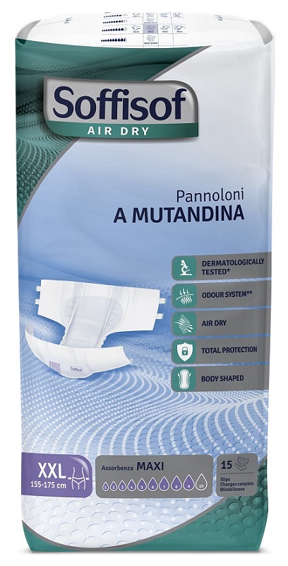 PANNOLINO MUTANDINA AIR DRY SOFFISOF MAXI XXL 15 PEZZI - Farmacianuova.eu