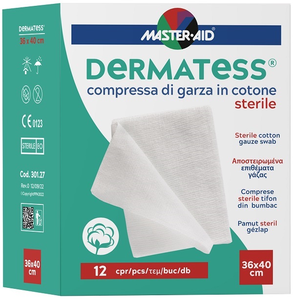 GARZA COMPRESSA DERMATESS IN COTONE 36X40CM 12 PEZZI - Farmacianuova.eu