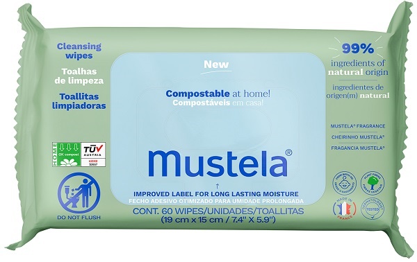 MUSTELA SALVIETTE COMPOSTABILI PROFUMATE 60 PEZZI - Farmacianuova.eu