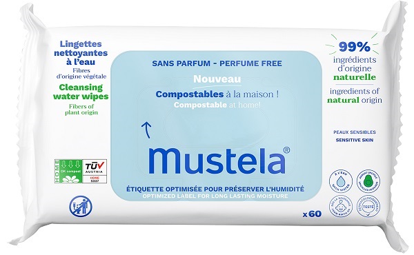 MUSTELA SALVIETTE ACQUA COMPOSTABILI SENZA PROFUMO 60 PEZZI - Farmacianuova.eu
