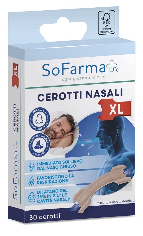 CEROTTO NASALE EXTRA LARGE 6,7 X2CM 30 PEZZI SOFARMAPIU' - Farmacianuova.eu