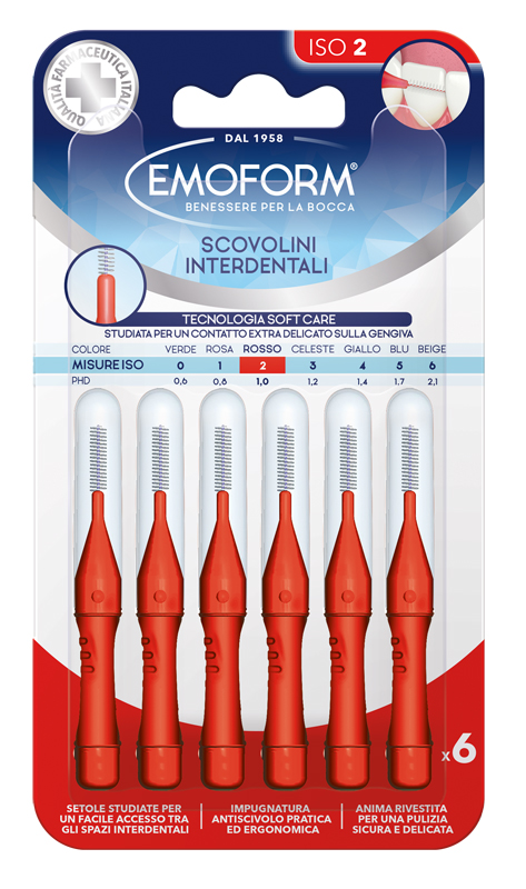 EMOFORM SCOVOLINO ISO 2 ROSSO 6 PEZZI - Farmacianuova.eu