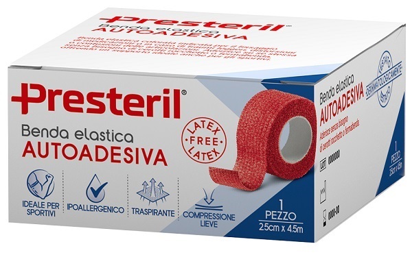 BENDA ELASTICA AUTOADESIVA LATEX FREE PRESTERIL CM 2,5X4,5 M TESI ROSSO - Farmacianuova.eu