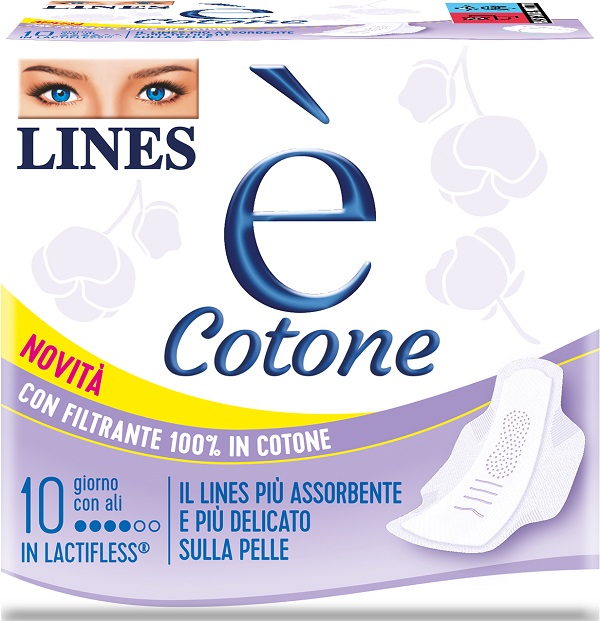 LINES E' COTONE ALI ASSORBENTE ESTERNO 10 PEZZI - Farmacianuova.eu