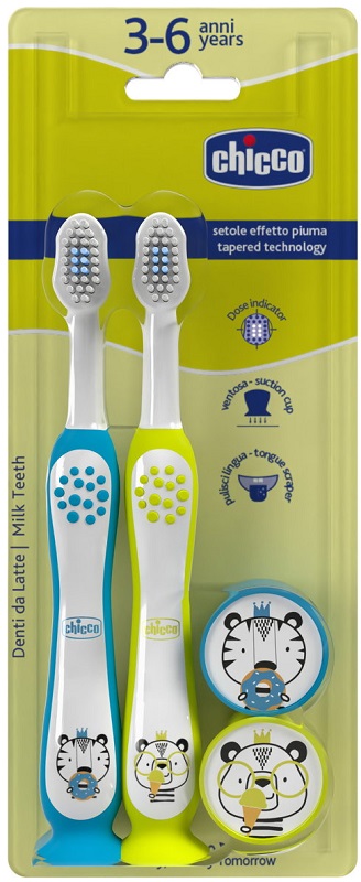 CHICCO SPAZZOLINO 3-6 YEARS DOPPIO AZZ-GIAL - Farmacianuova.eu