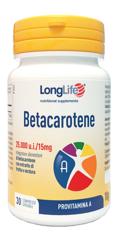 LONGLIFE BETACAROTENE 25000UI 30 COMPRESSE DIVISIBILI SENZA GLUTINE - Farmacianuova.eu