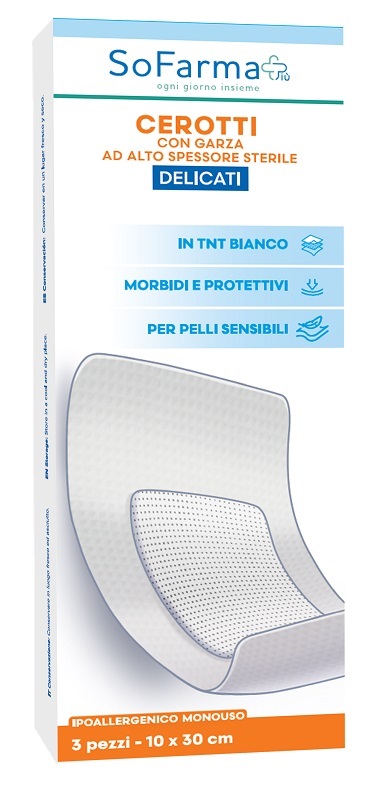 CEROTTO DELICATO 10X20 CM SOFARMA 3 PEZZI - Farmacianuova.eu