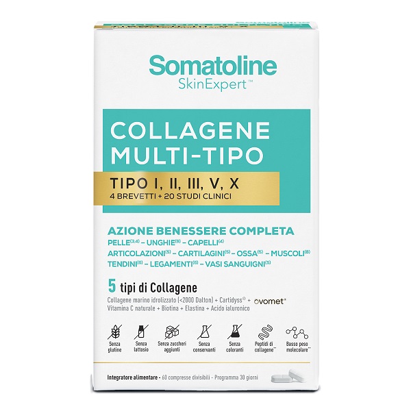 SOMATOLINE COLLAGENE MULTI TIPO 60 COMPRESSE SENZA GLUTINE SENZA LATTOSIO SENZA ZUCCHERI AGGIUNTI - Farmacianuova.eu