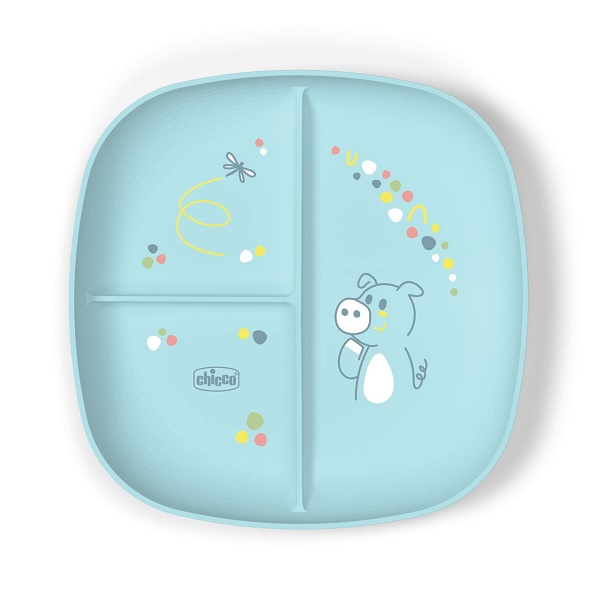 CHICCO PIATTO PORZIONATO AZZURRO 12M+ - Farmacianuova.eu