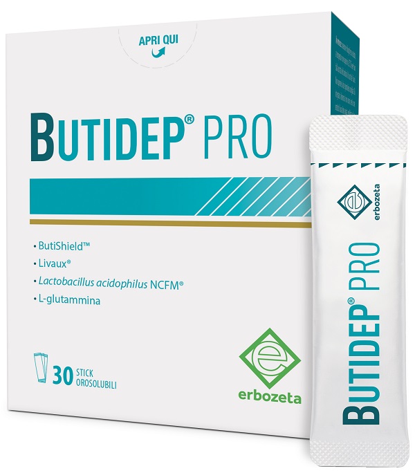 BUTIDEP PRO 30 STICK OROSOLUBILI DA 1,35 G SENZA GLUTINE NATURALMENTE PRIVO DI LATTOSIO - Farmacianuova.eu
